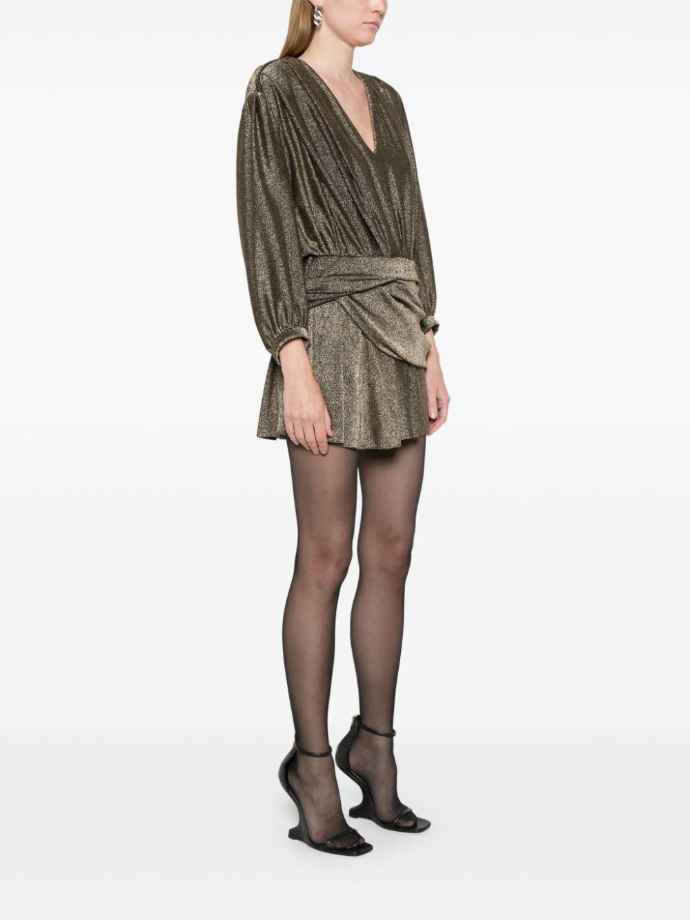draped glitter minidress - 3