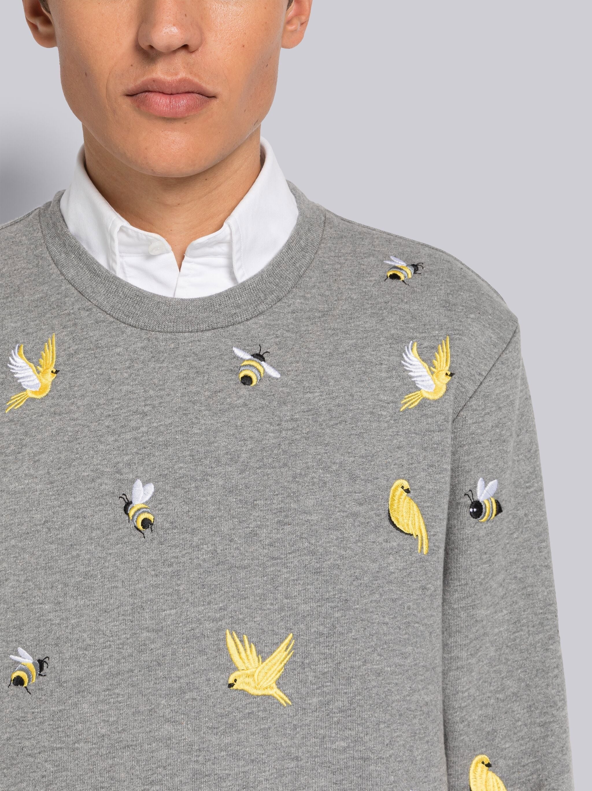 COTTON LOOPBACK BIRDS AND BEES RELAXED FIT CREW NECK SWEATSHIRT - 5