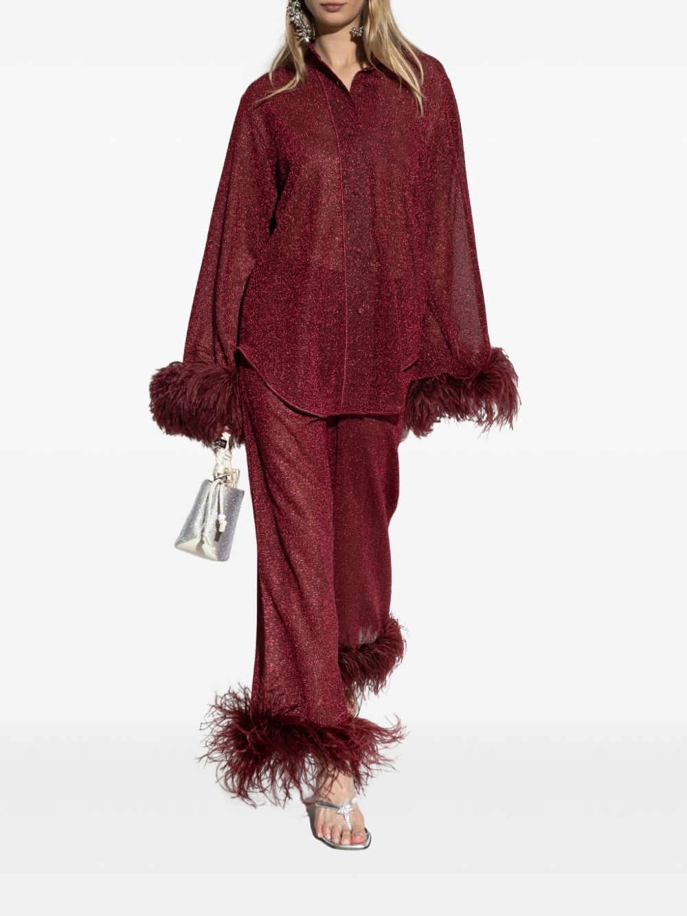 Plumage feather-trim trousers - 2