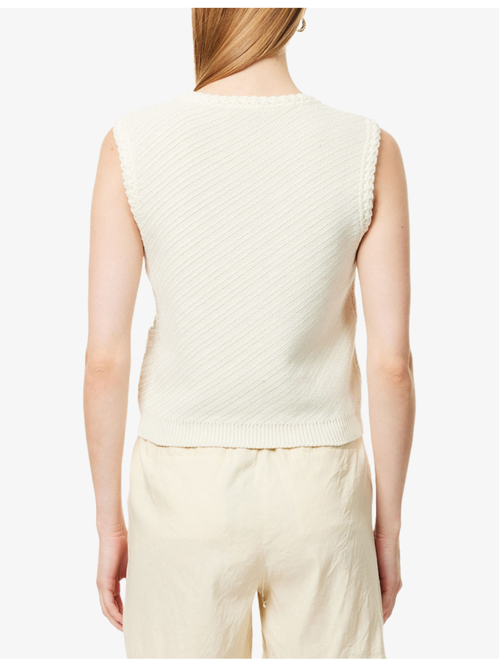 Claire V-Neck Stretch-Cotton Blend Vest - 4