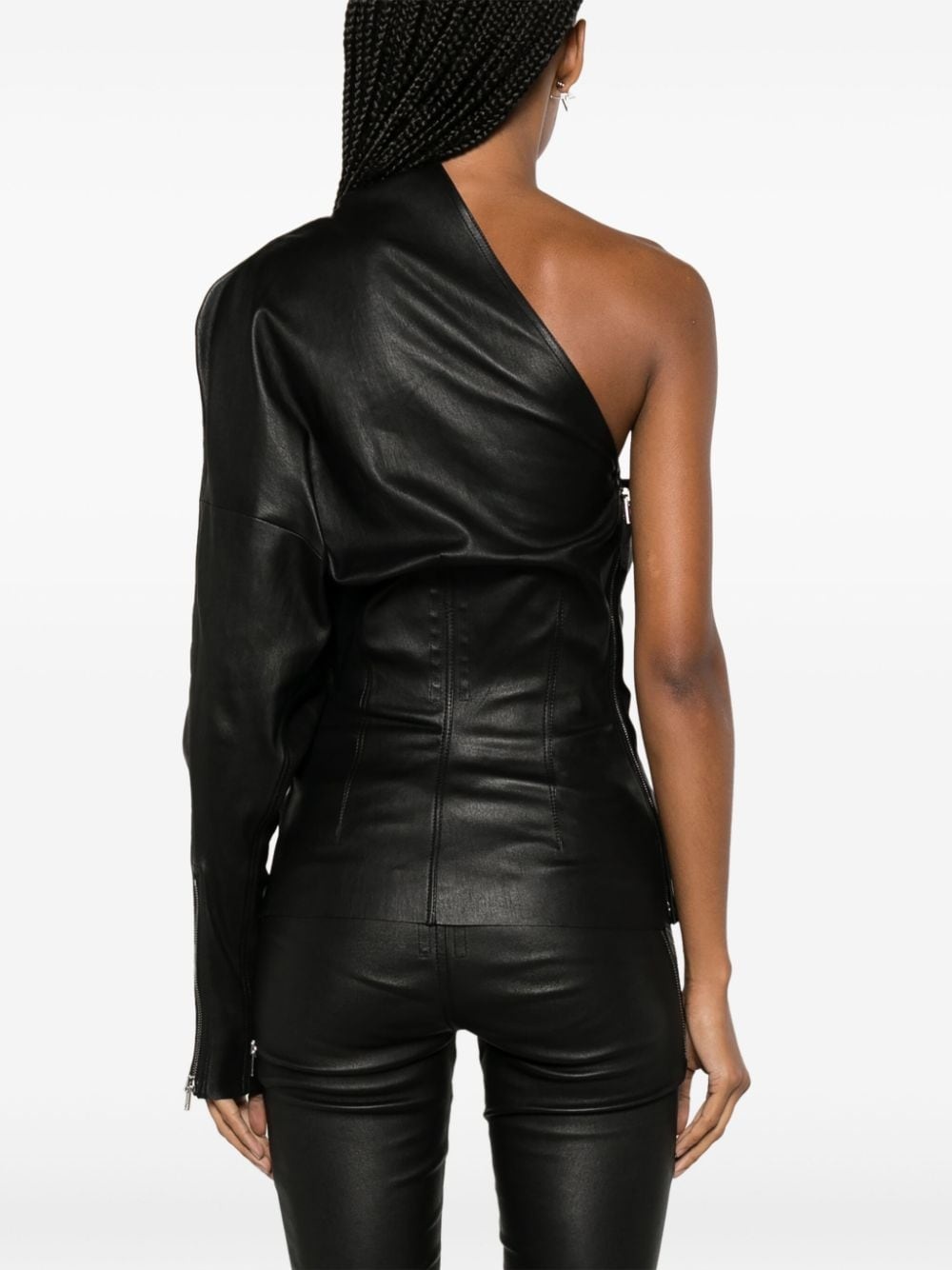 Luxor one-shoulder leather top - 4
