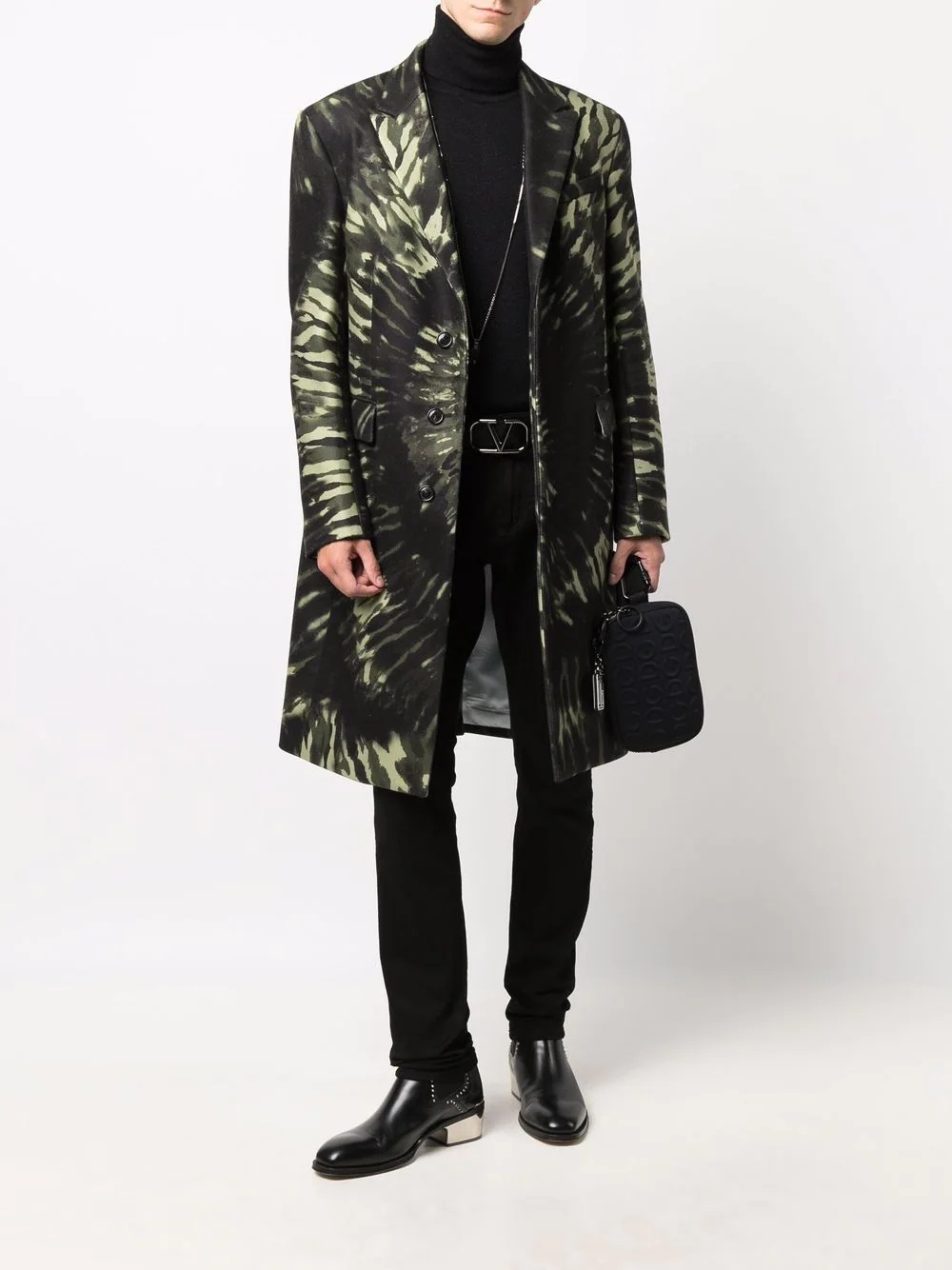 single-breasted tie-dye coat - 2