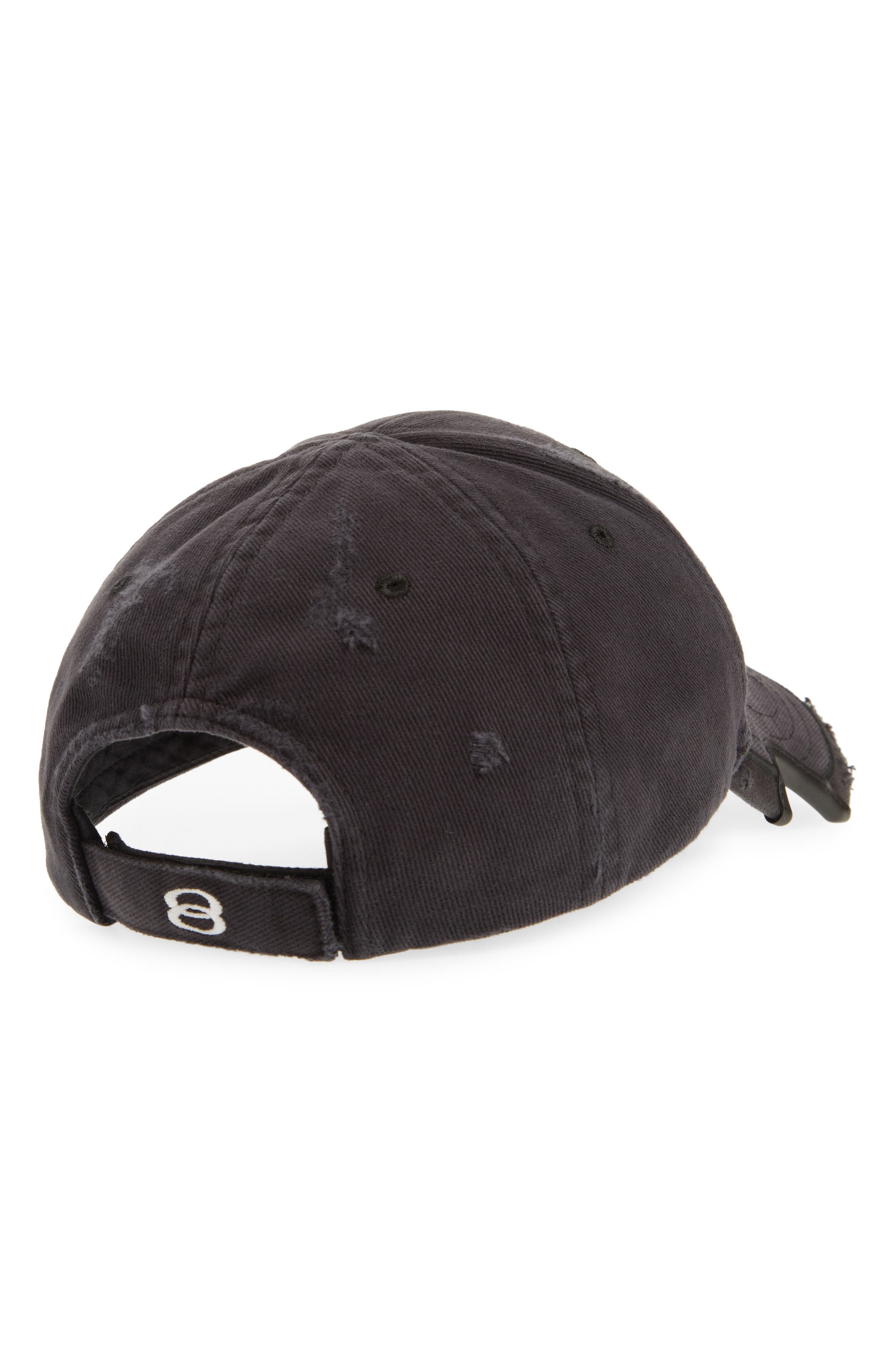 Balenciaga Double Unity Embroidered Distressed Baseball Cap in Black/White at Nordstrom - 2