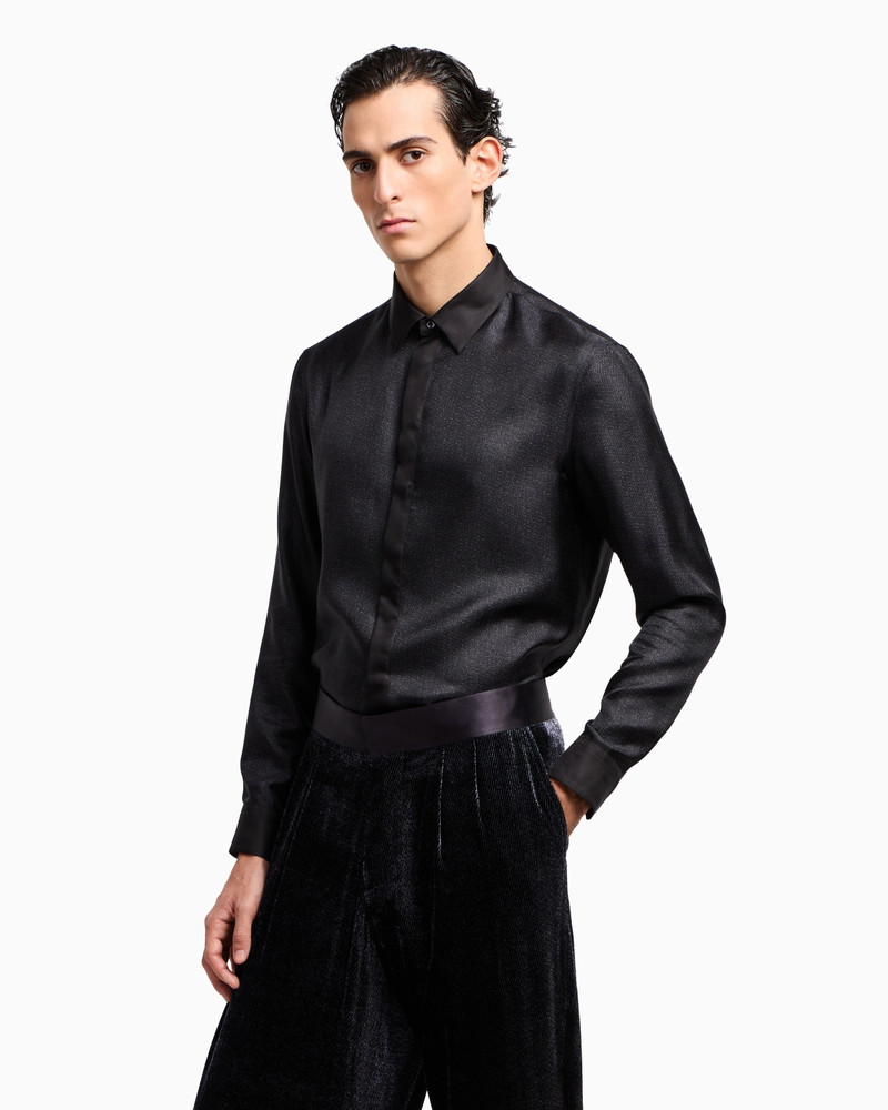 GIORGIO ARMANI GIORGIO’S SHIRT IN SILK TWILL WITH A DIAGONAL PRINT outlook