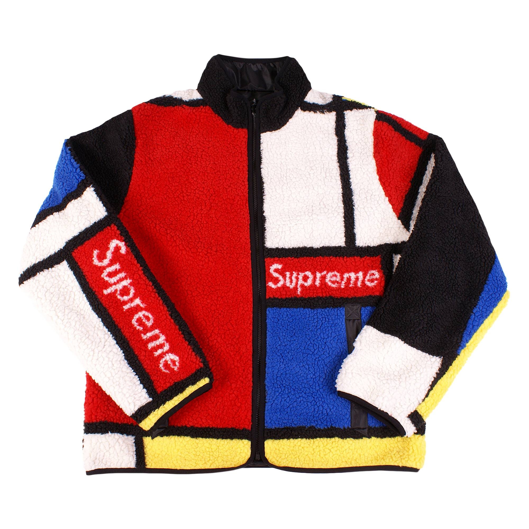 Supreme Reversible Colorblocked Fleece Jacket 'Red' - 1