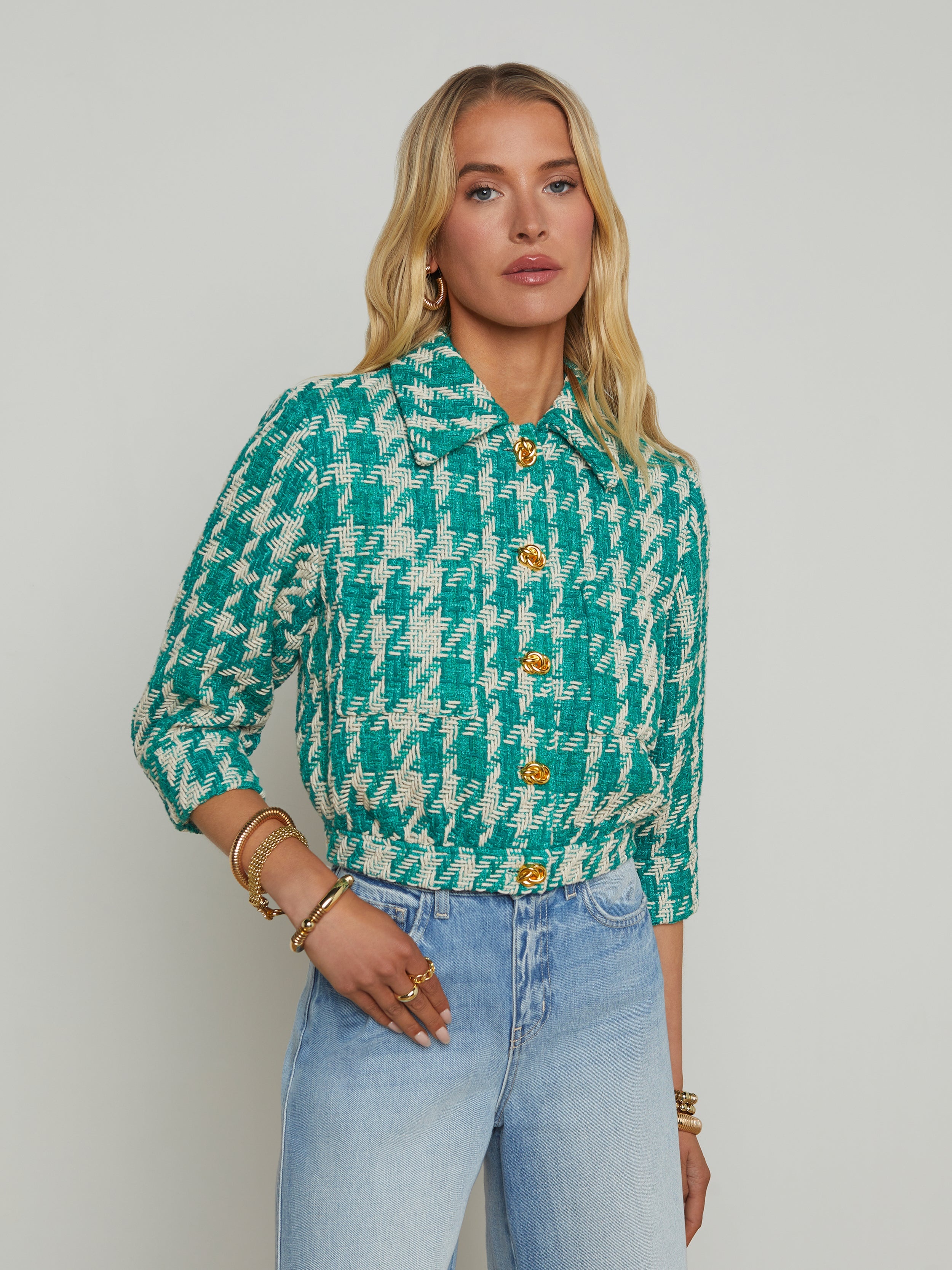 Jia Houndstooth Tweed Jacket - 3