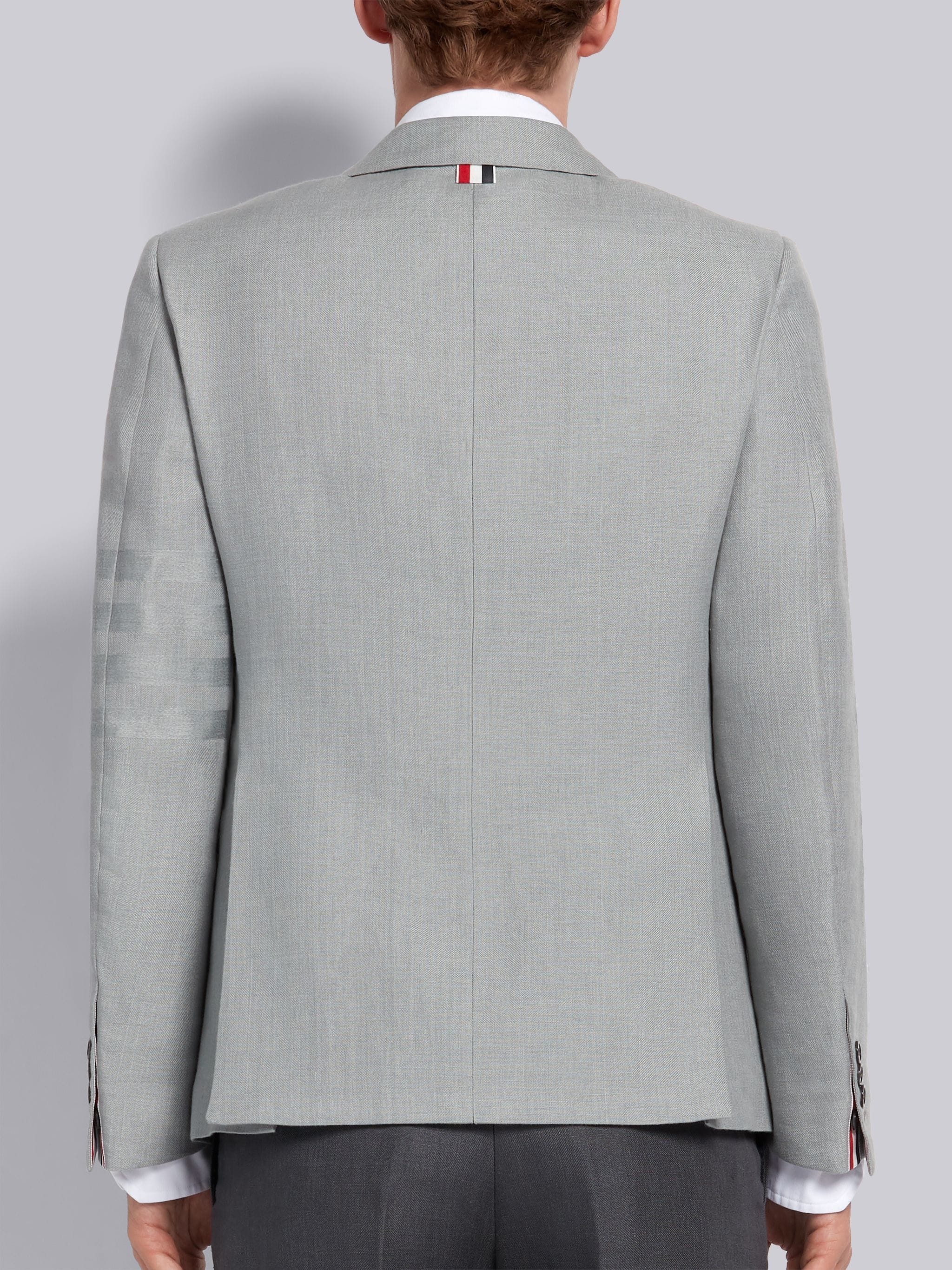 Light Grey Crisp Linen Tonal 4-Bar Classic Jacket - 3