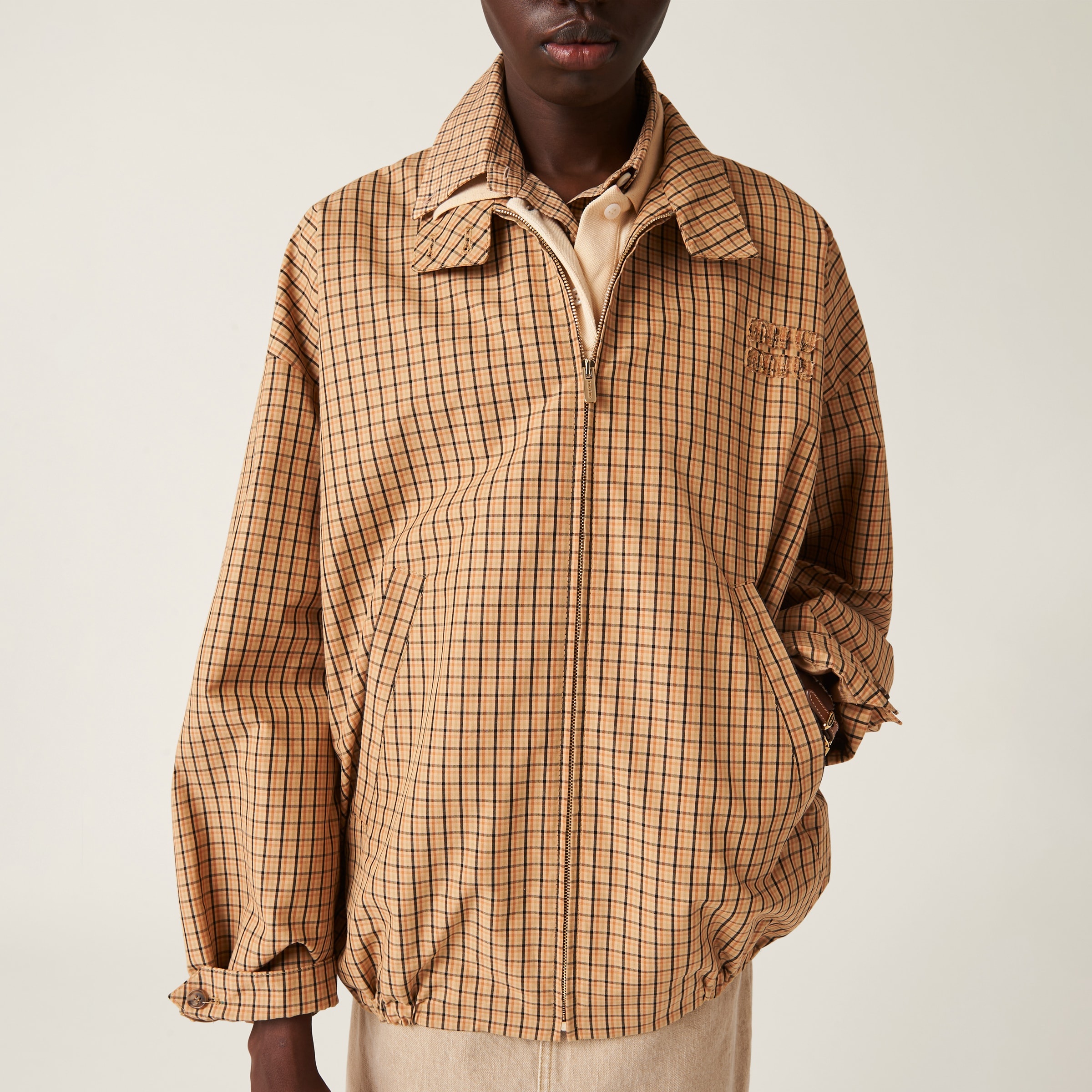 Checked canvas blouson jacket - 6
