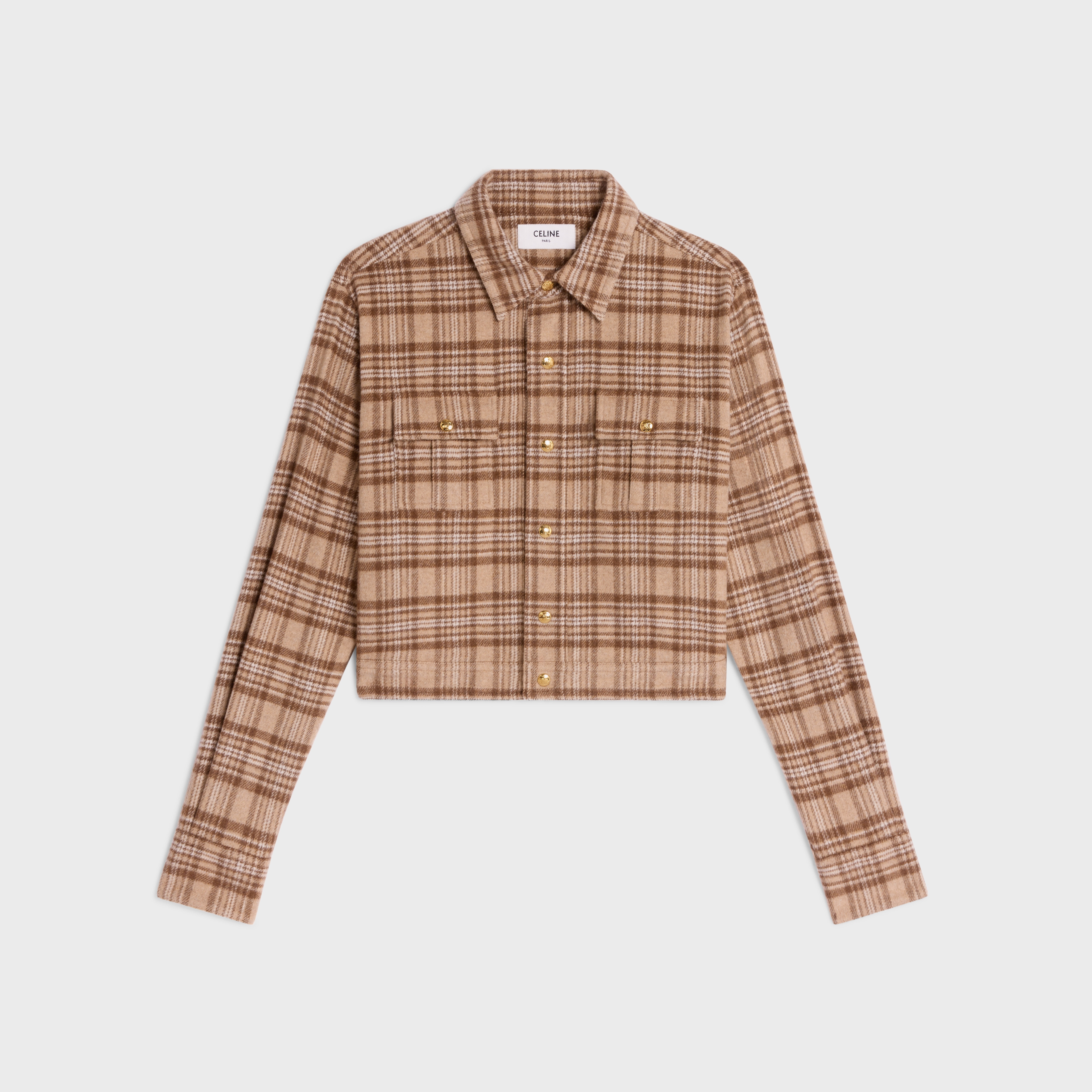 romy cropped shirt in checked cashmere - 1