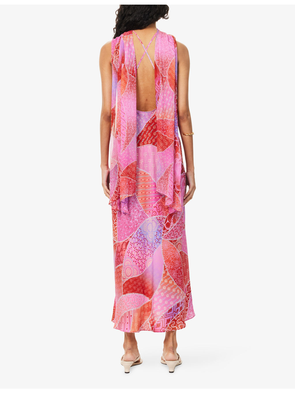 Hayley Detachable-Scarf Silk Midi Dress - 4