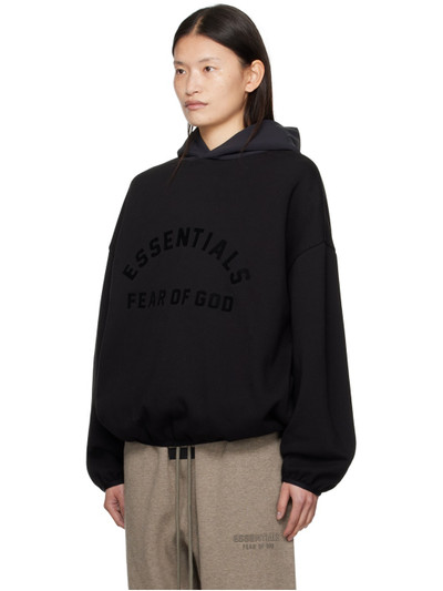 ESSENTIALS Black Bonded Hoodie outlook