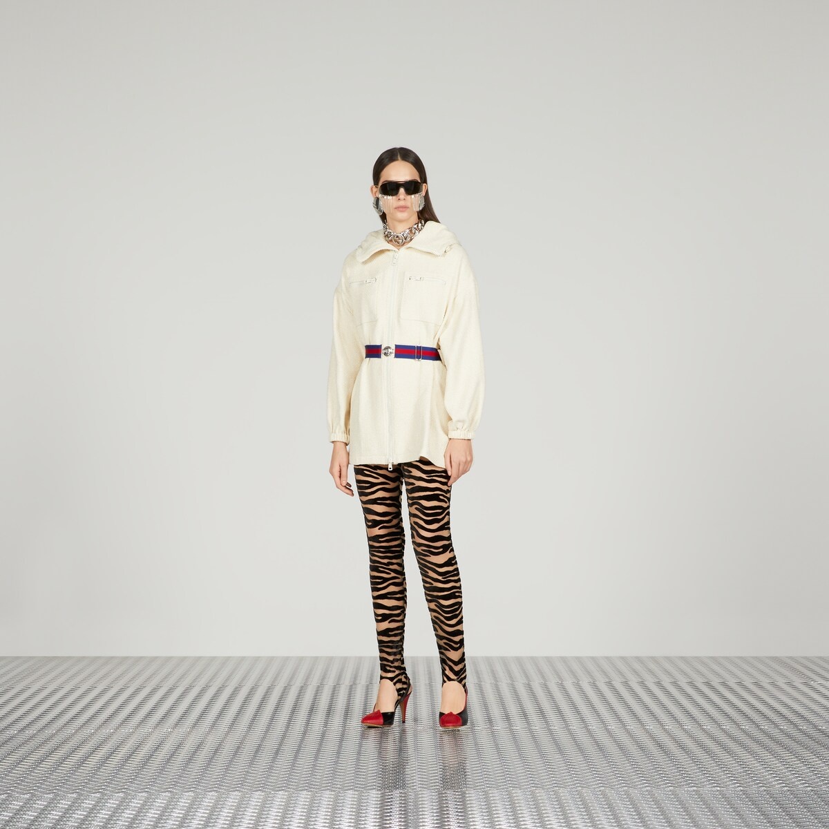 Tweed hooded jacket with belt - 2