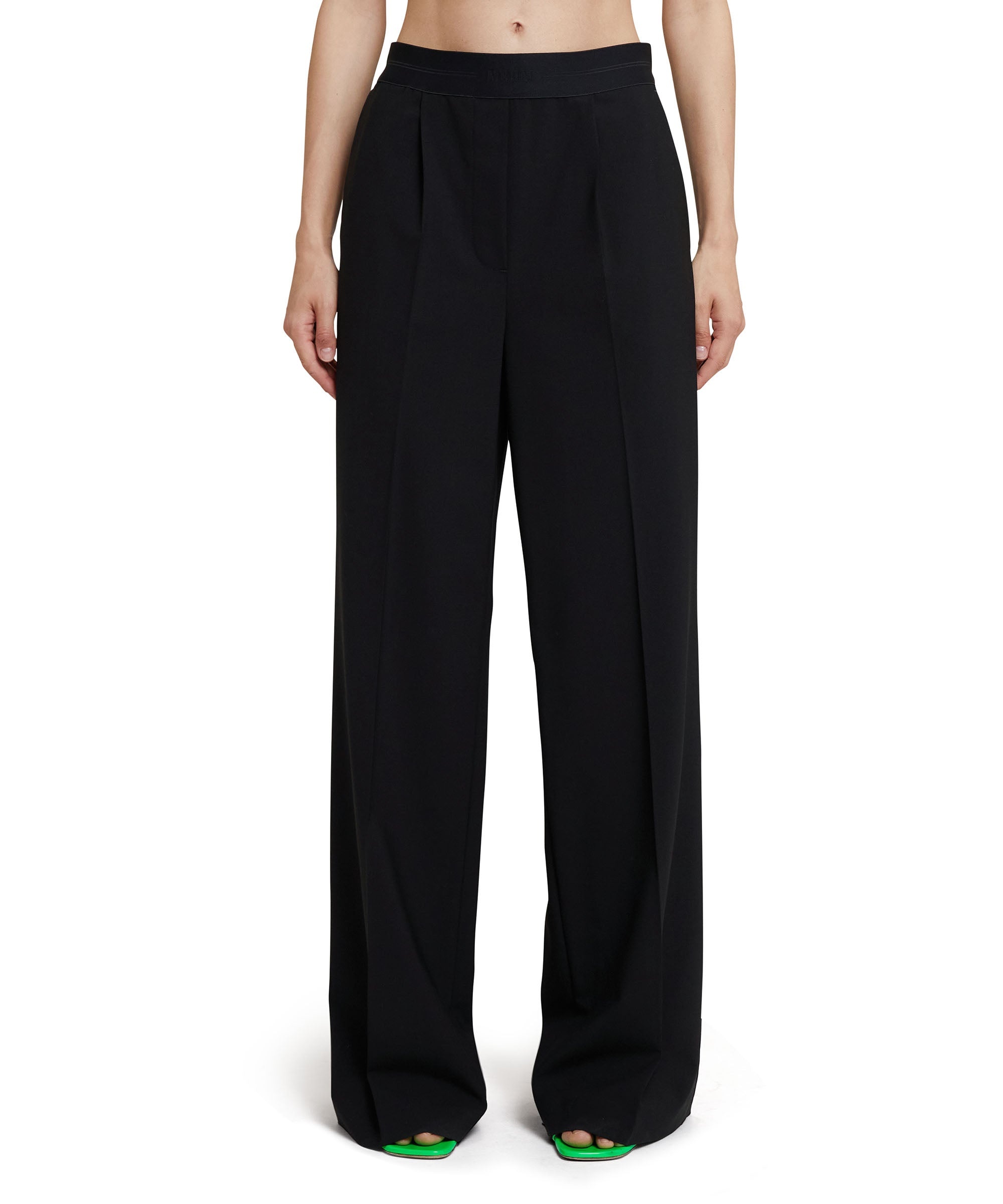 Fresh wool pleated pants with logoed elastic waistband - 2