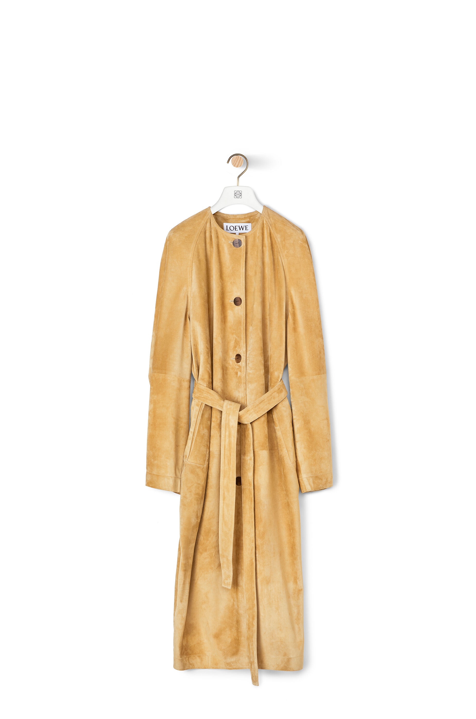 Raglan sleeve coat in suede - 1