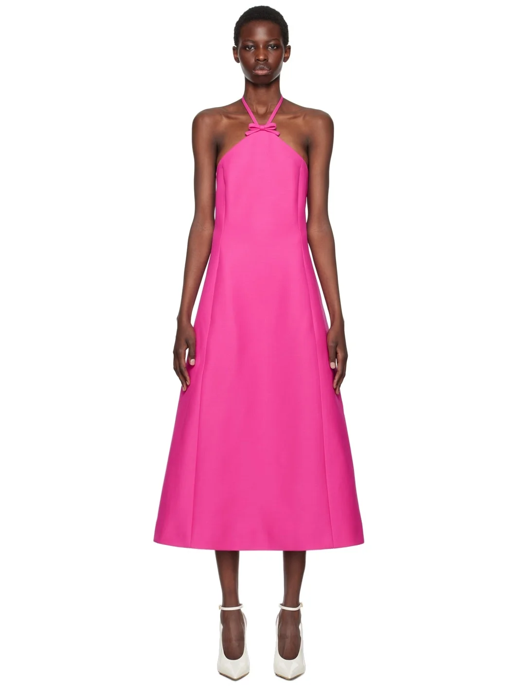 Pink Crepe Couture Midi Dress - 1