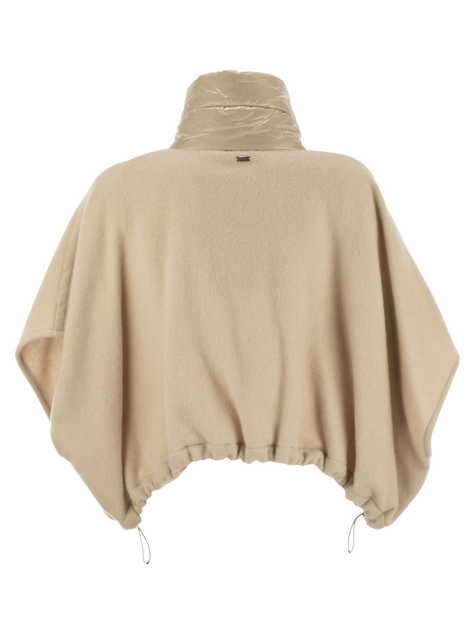Herno Women Resort Poncho In Wool And Cashemre With Ultralight Nylon Details - 2