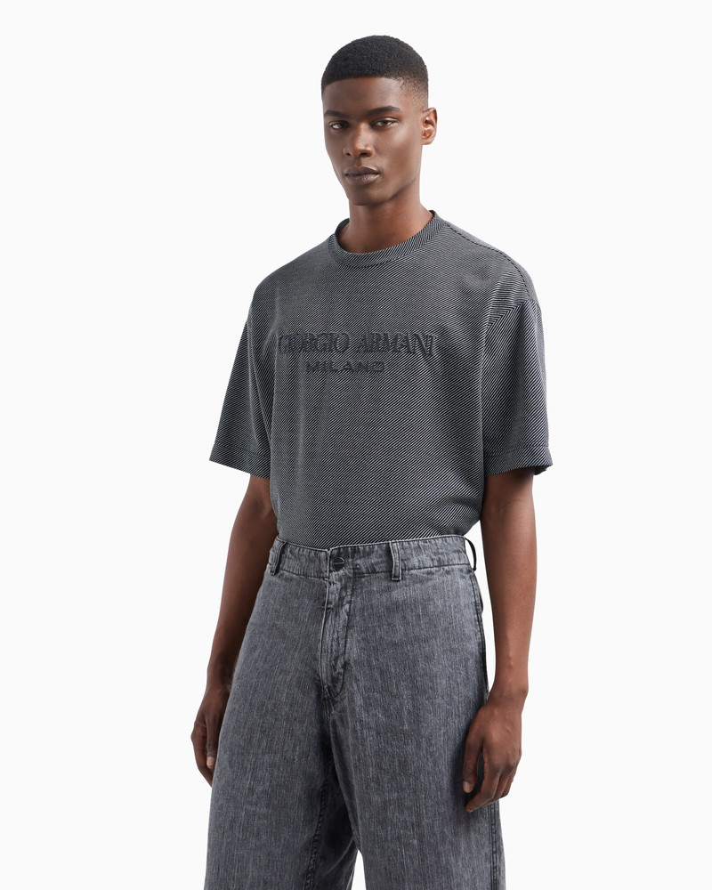 GIORGIO ARMANI DENIM COLLECTION COTTON T-SHIRT WITH EMBROIDERED LOGO outlook