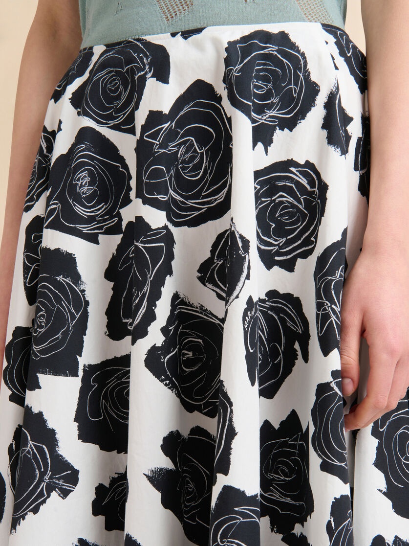 WHITE POPLIN MIDI SKIRT WITH LUNA PRINT - 4