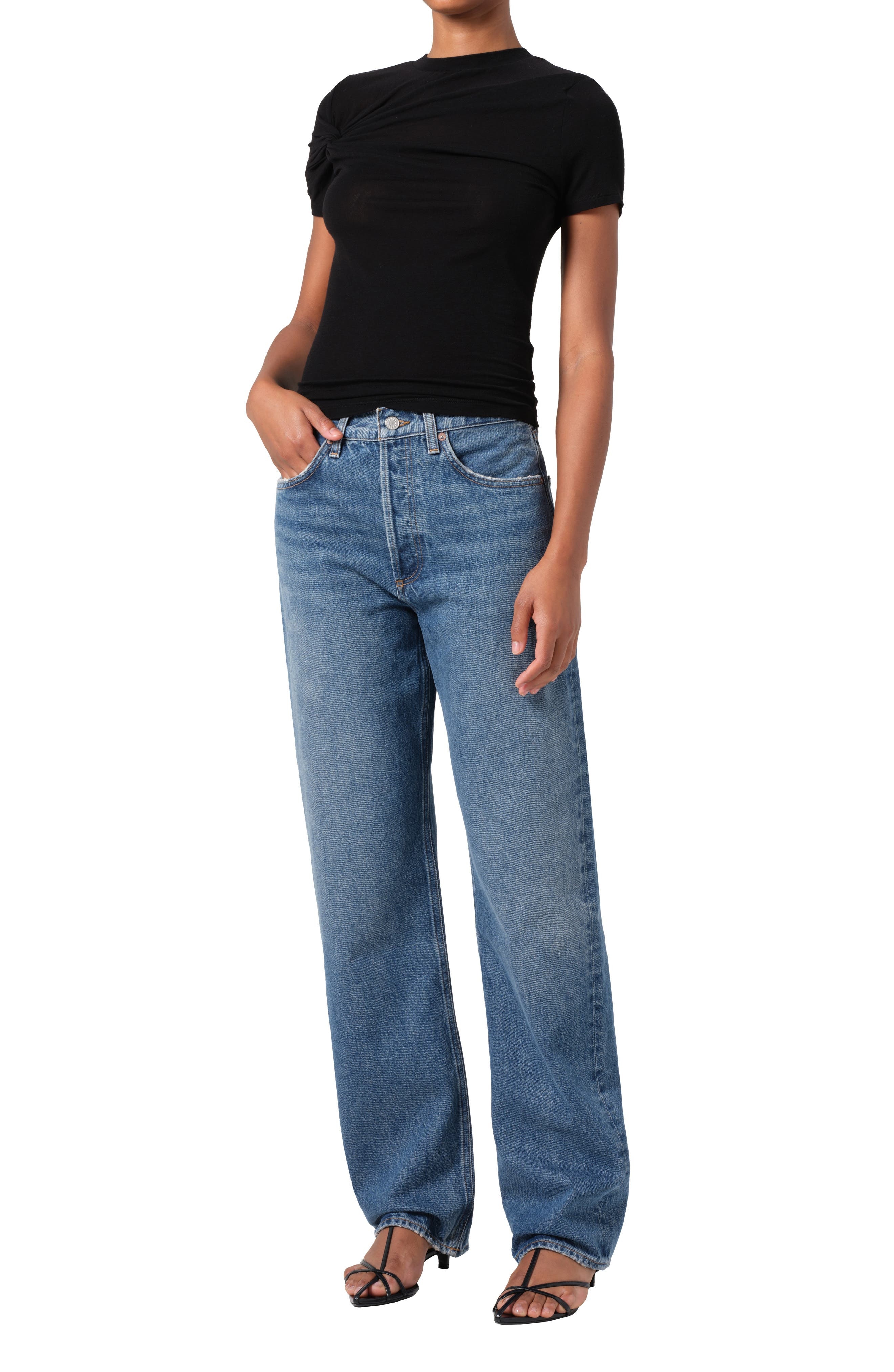AGOLDE Lissa Twist Front T-Shirt in Black at Nordstrom - 5