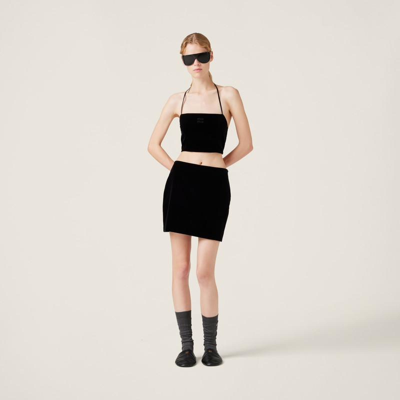 Miu Miu Stretch velvet miniskirt outlook