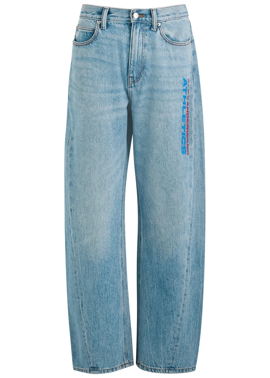 Alexanderwang.t Logo-print Barrel-leg Jeans - 1