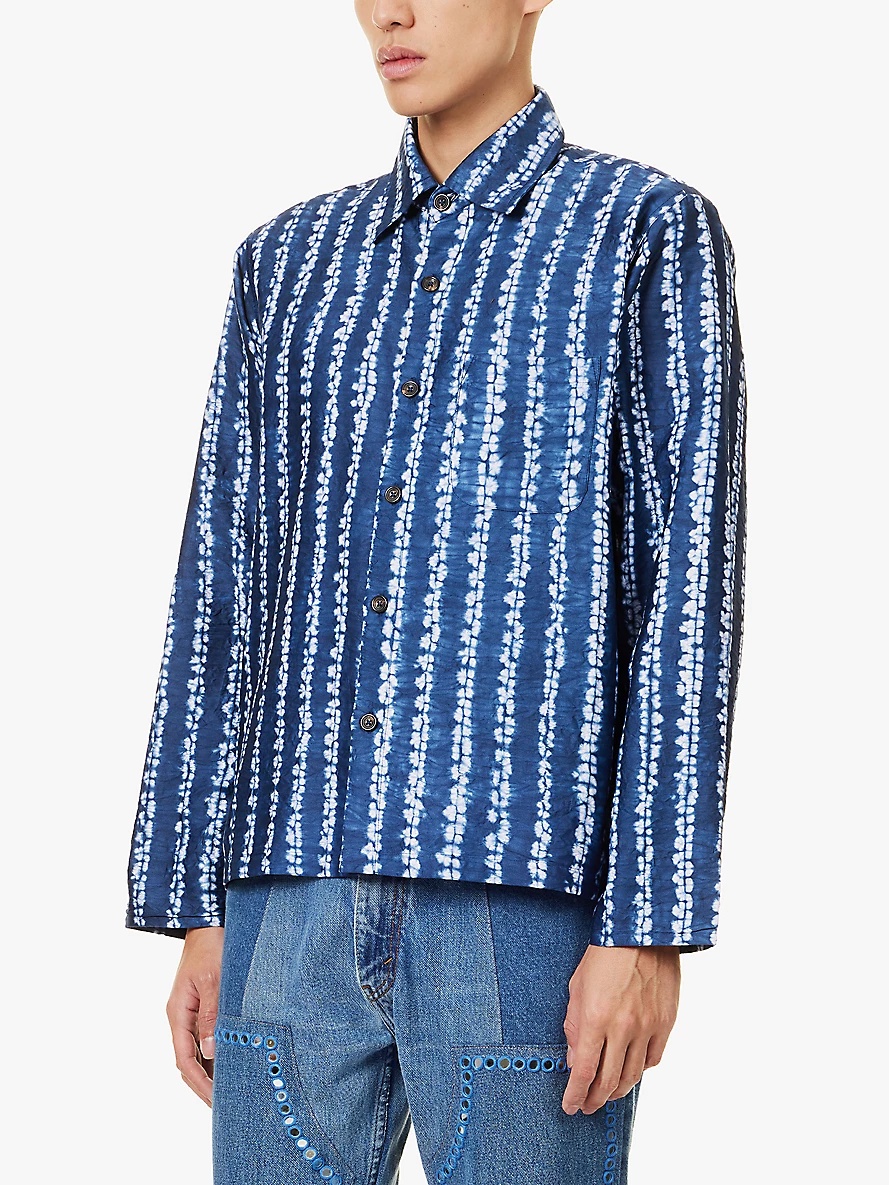 Abstract-print long-sleeve silk shirt - 3
