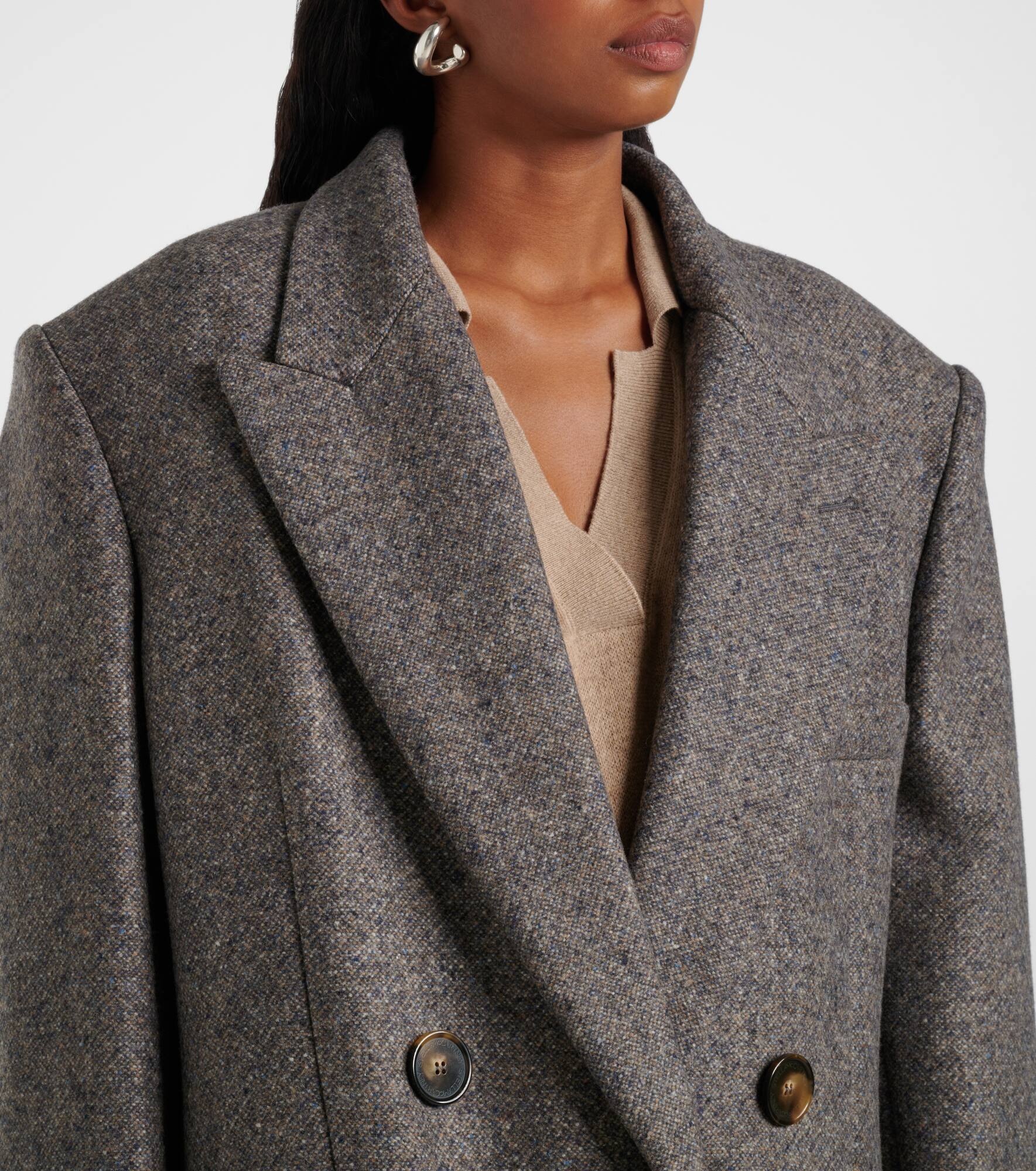 Double-breasted wool and silk-blend coat - 4