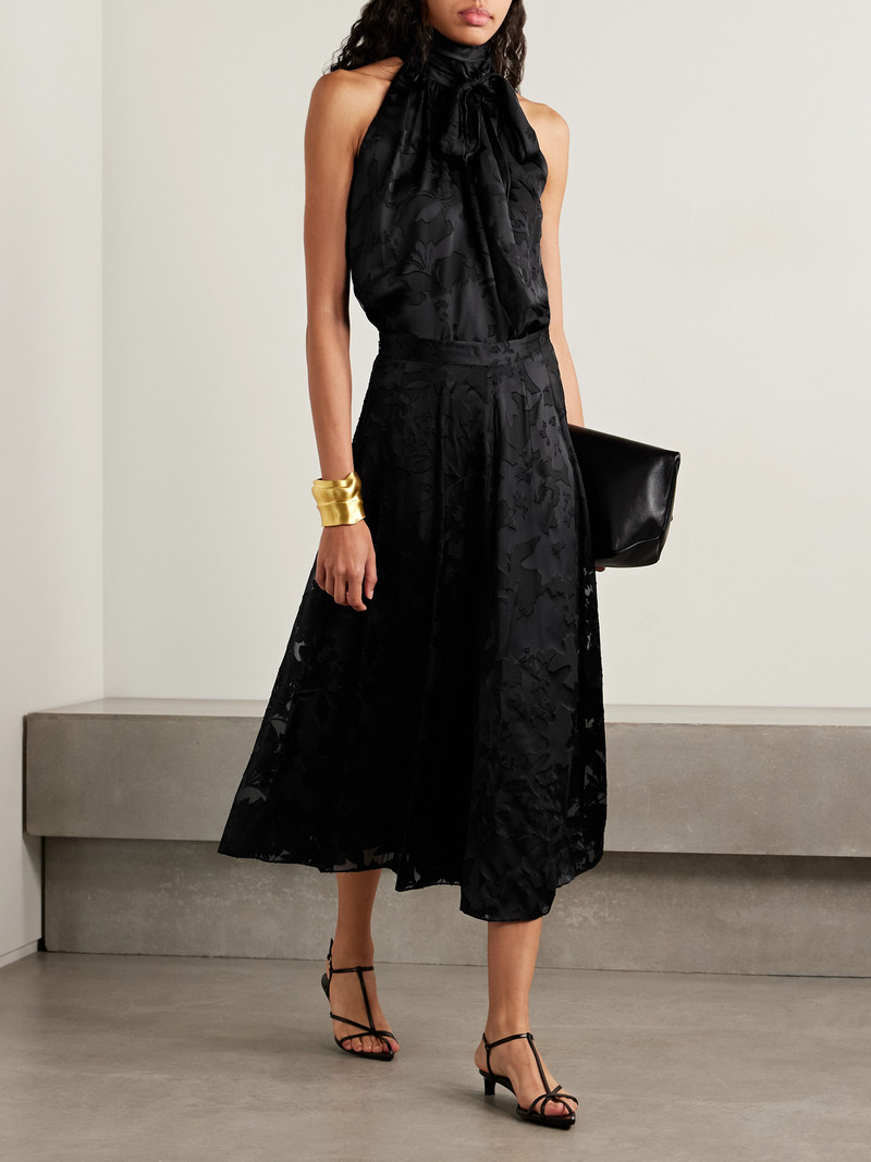 ADAM LIPPES Emi Devoré-satin Midi Skirt outlook