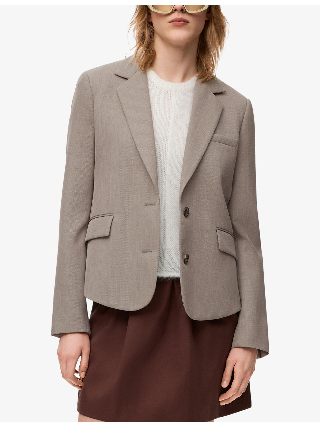 Tailored Ruched-Back Wool-Blend Jacket - 3