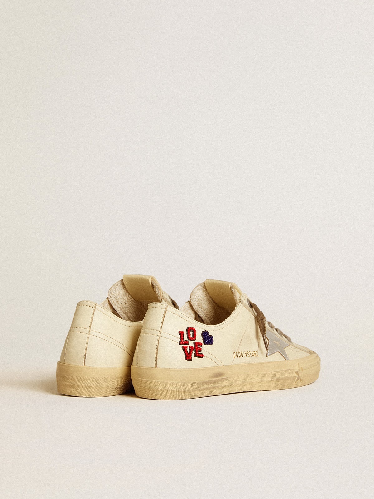 V-Star in ecru nappa with silver nappa star and beaded embroidery - 4