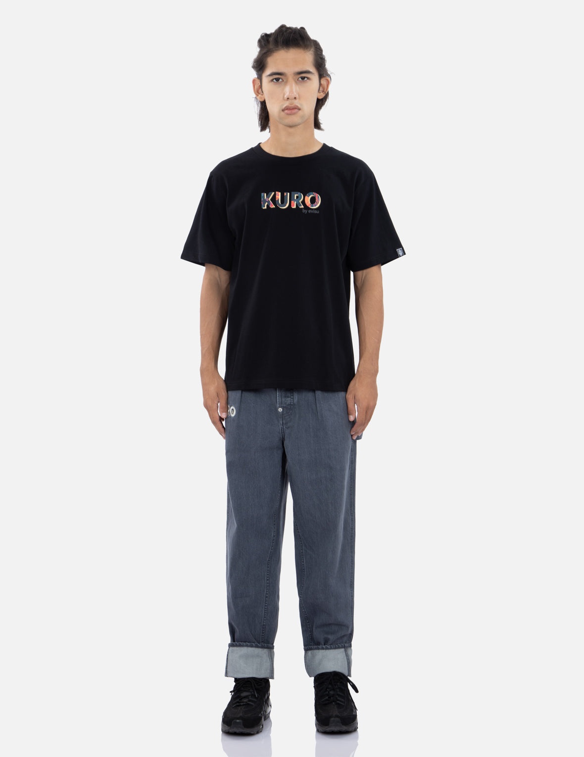 Brush Effect Seagull Print Carrot Jeans - 6