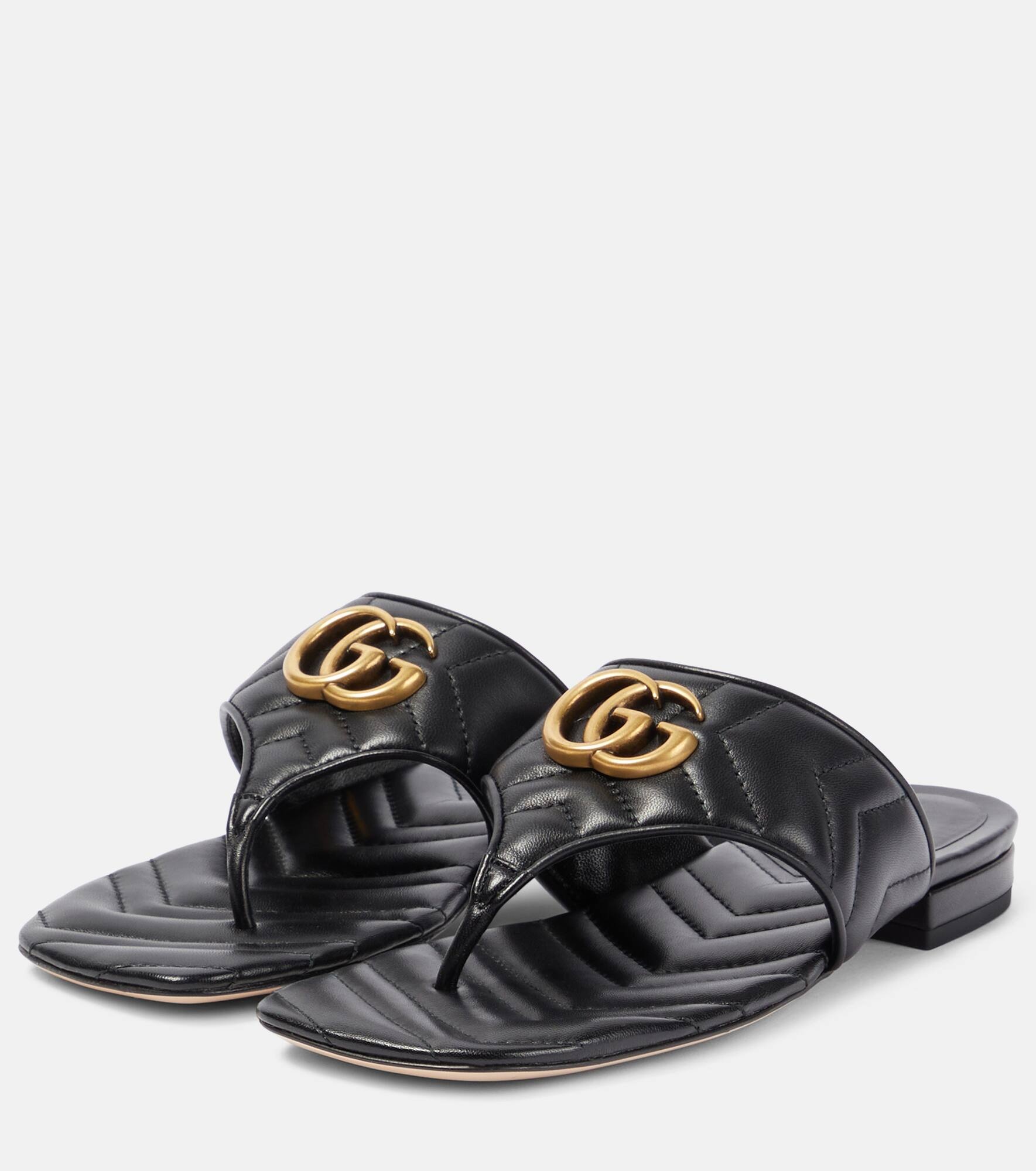 GG Marmont leather thong sandals - 3