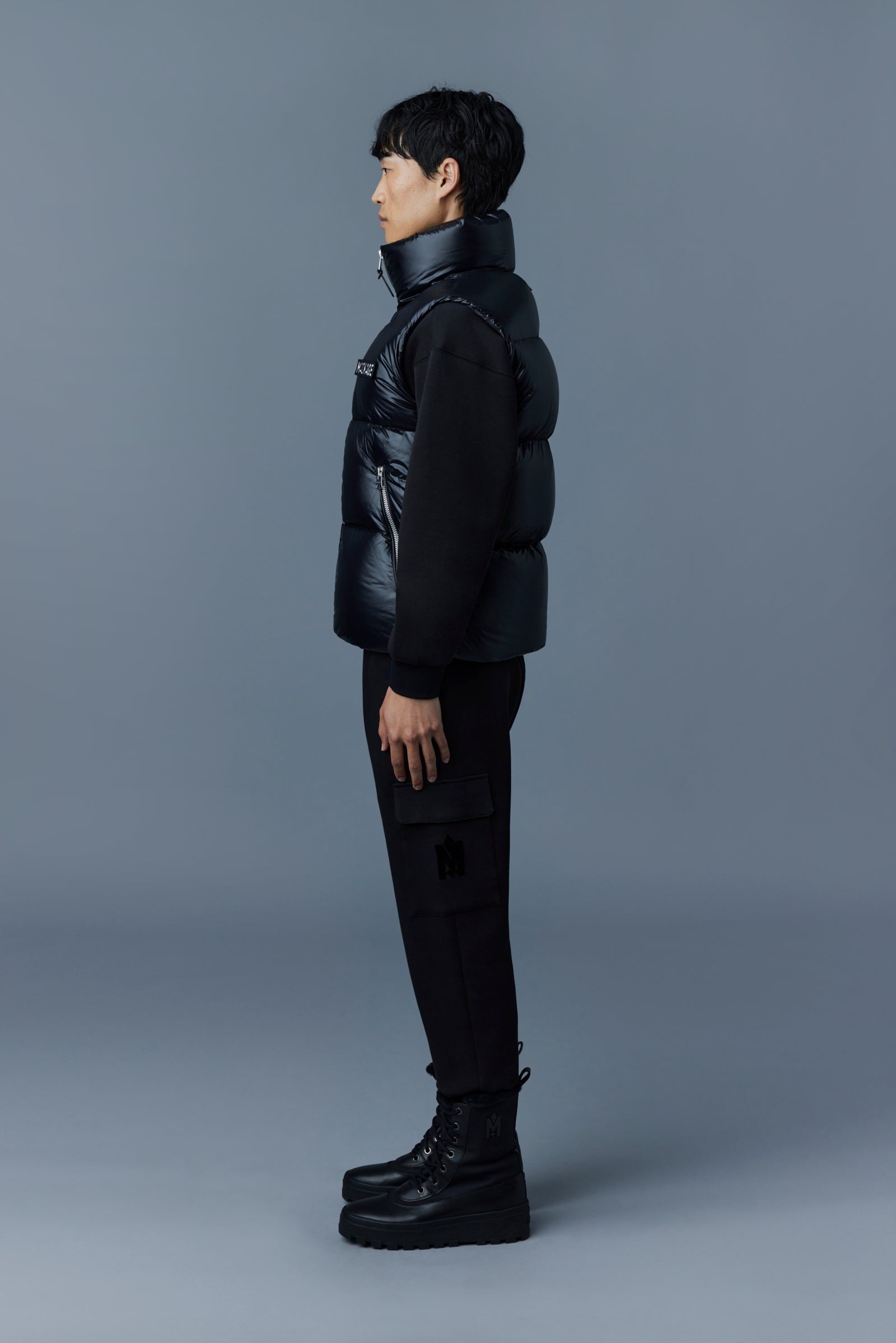 KANE lustrous light down vest with funnel collar - 3