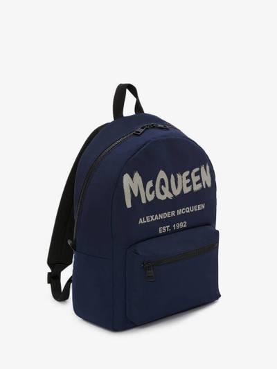 Alexander McQueen Mcqueen Graffiti Metropolitan Backpack in Navy outlook