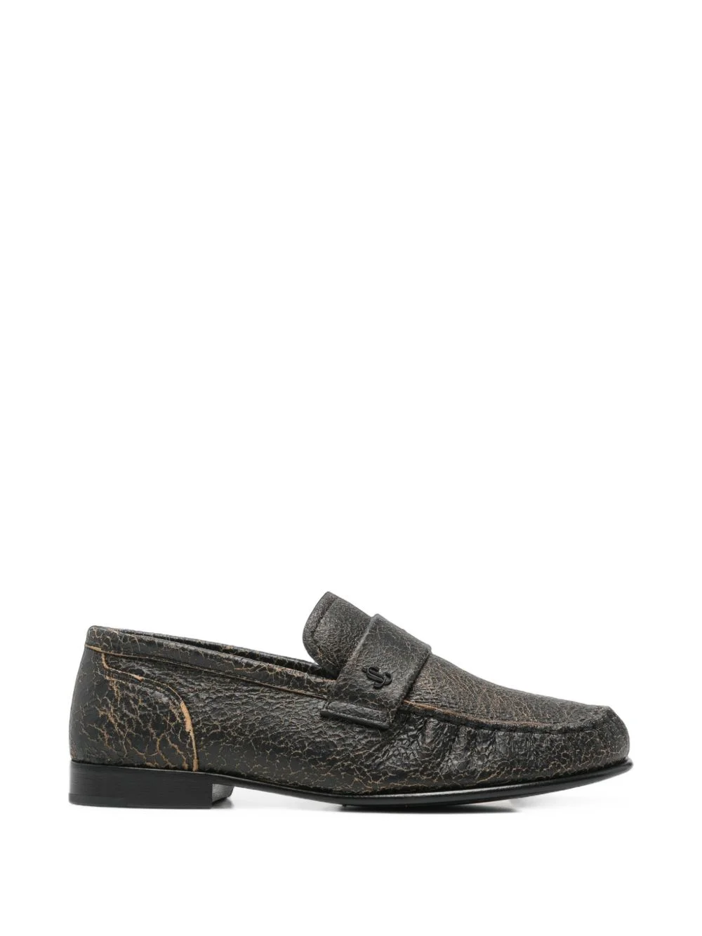 crackle-effect leather loafers - 1