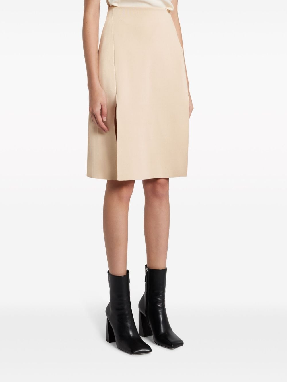 front-slit knitted skirt - 3