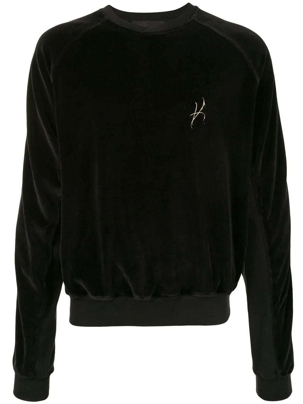 logo tape velvet sweatshirt - 1