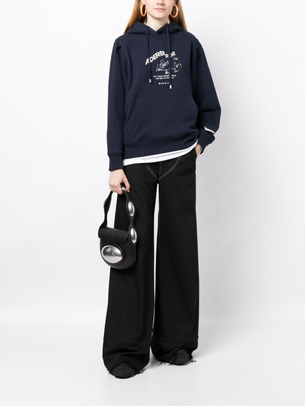 logo-embroidered cotton hoodie - 2