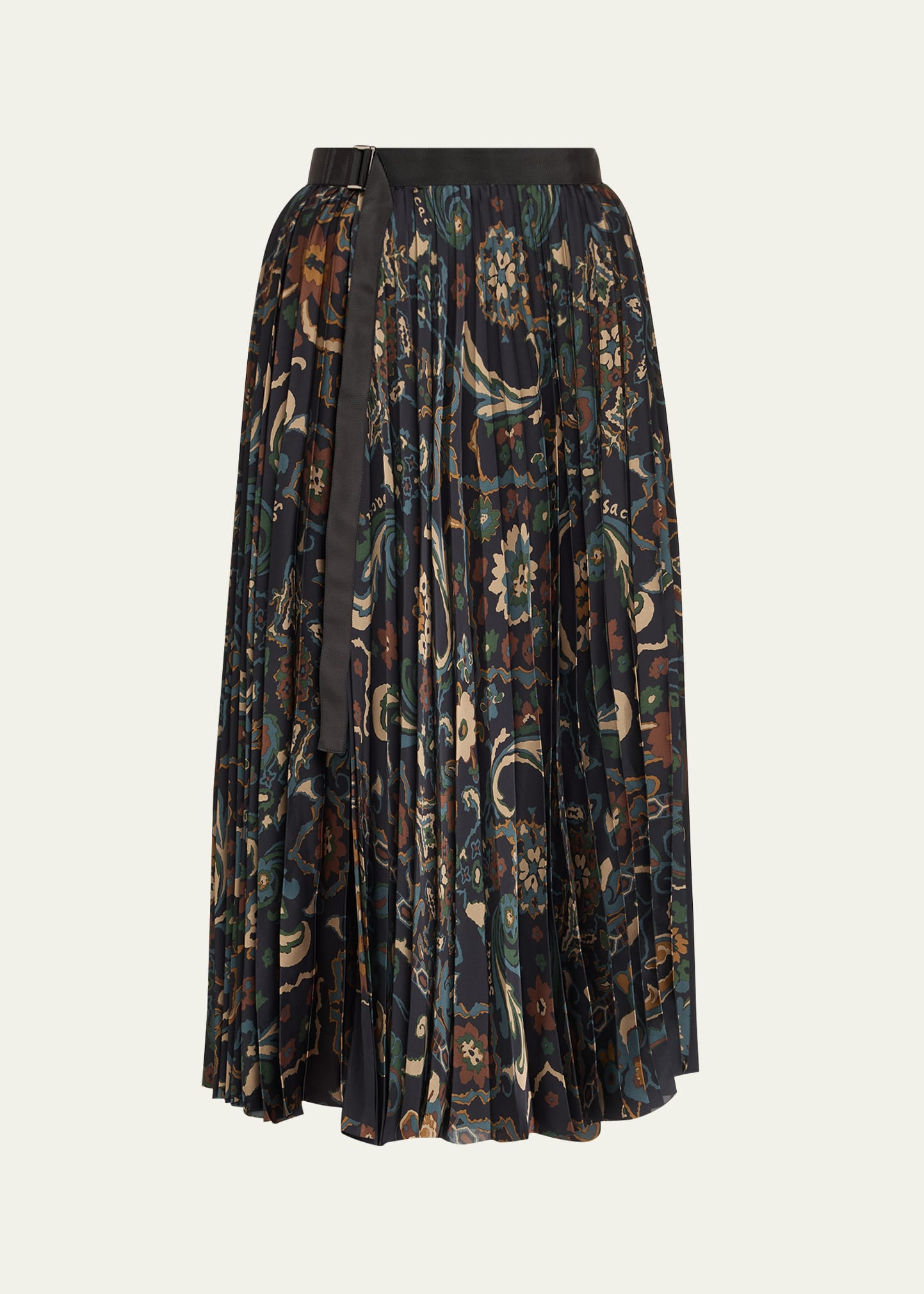 Floral Print Pleated Midi Skirt - 1