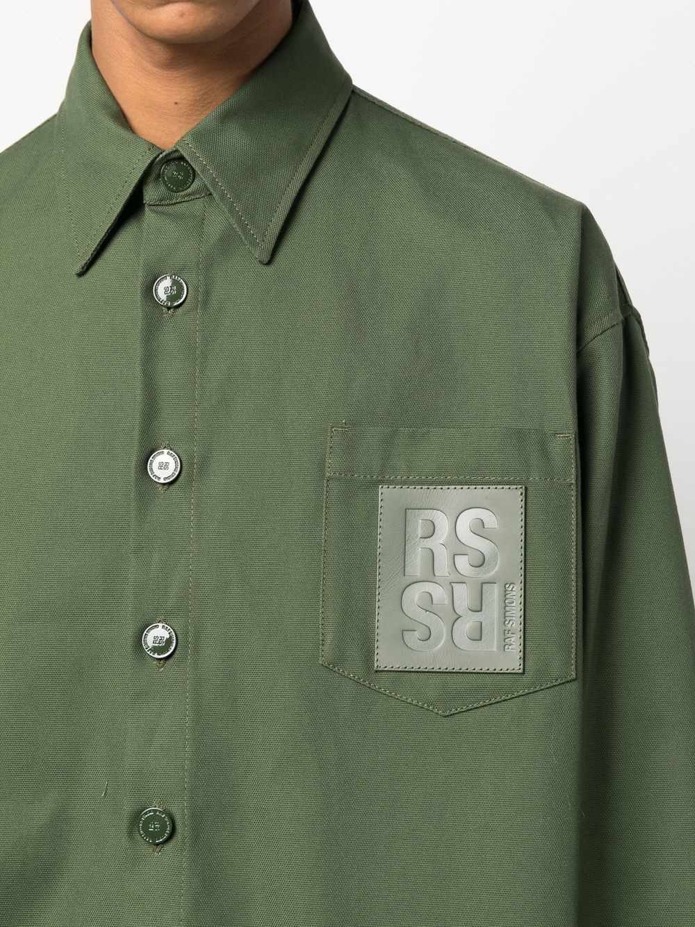 Oversized logo-patch cotton shirt - 5