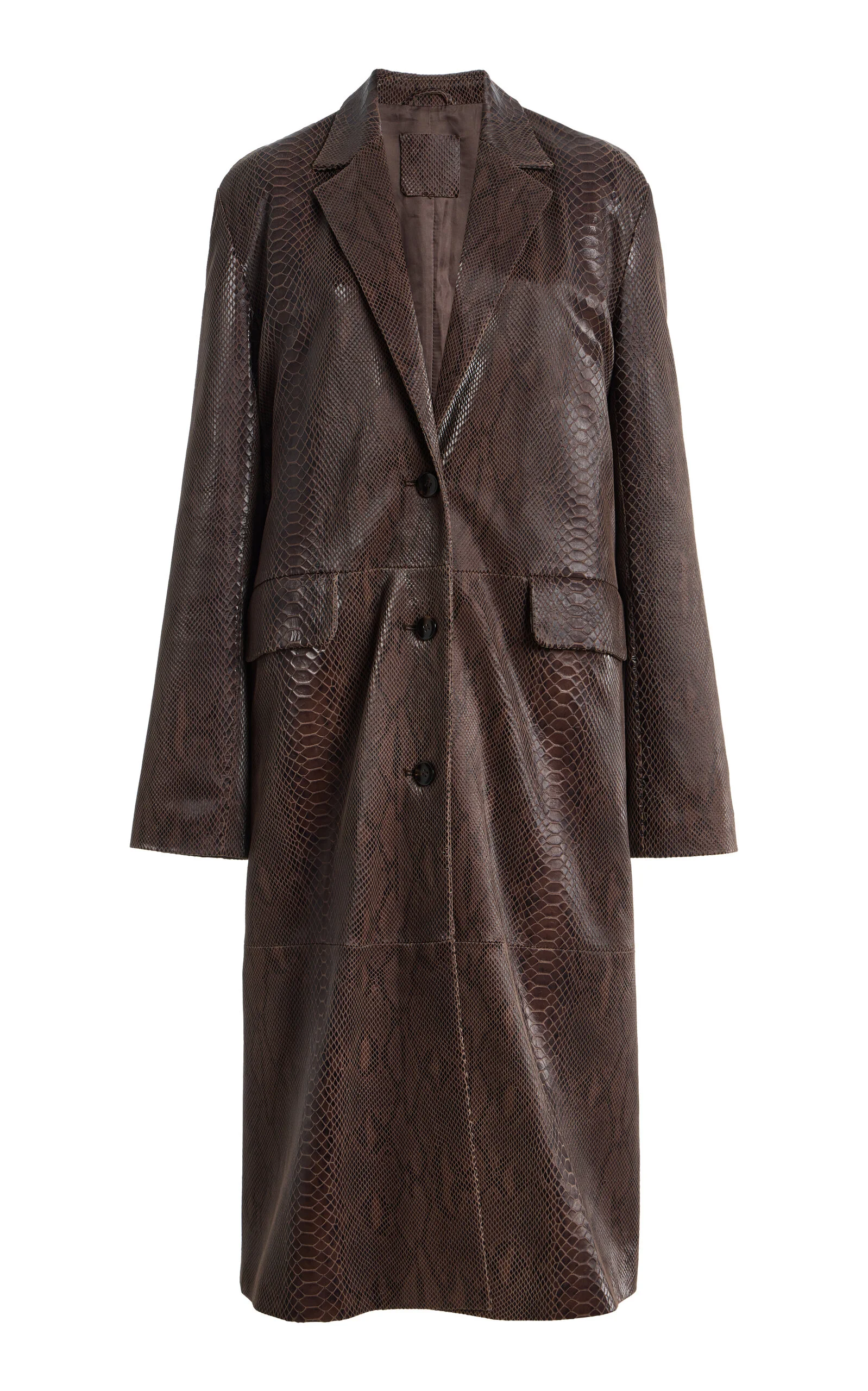 Classic Python-Embossed Leather Jacket - 1