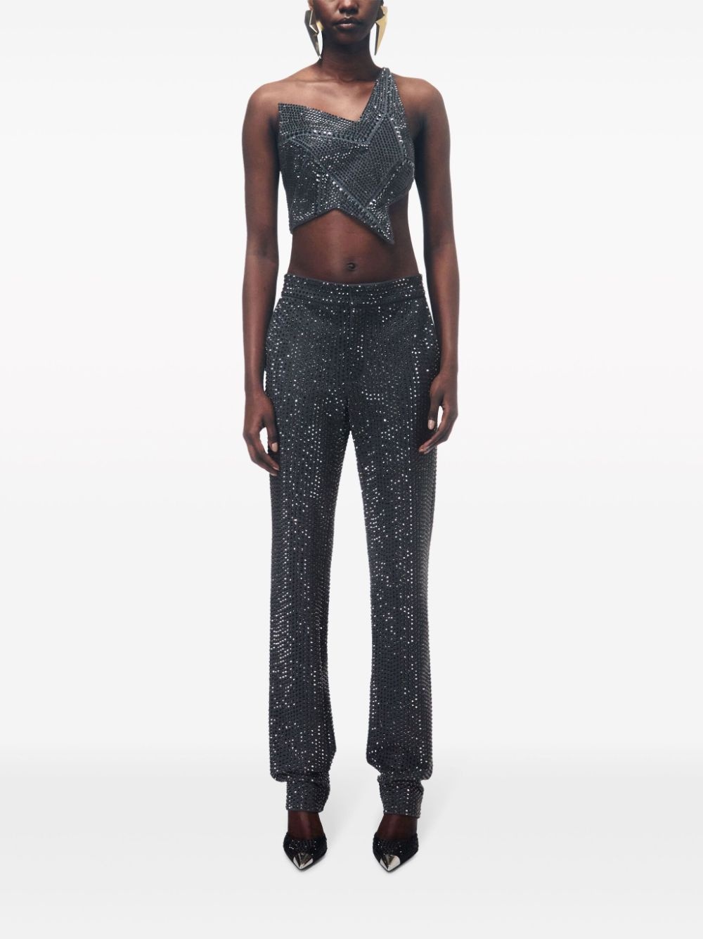 crystal-embellished tuxedo trousers - 2