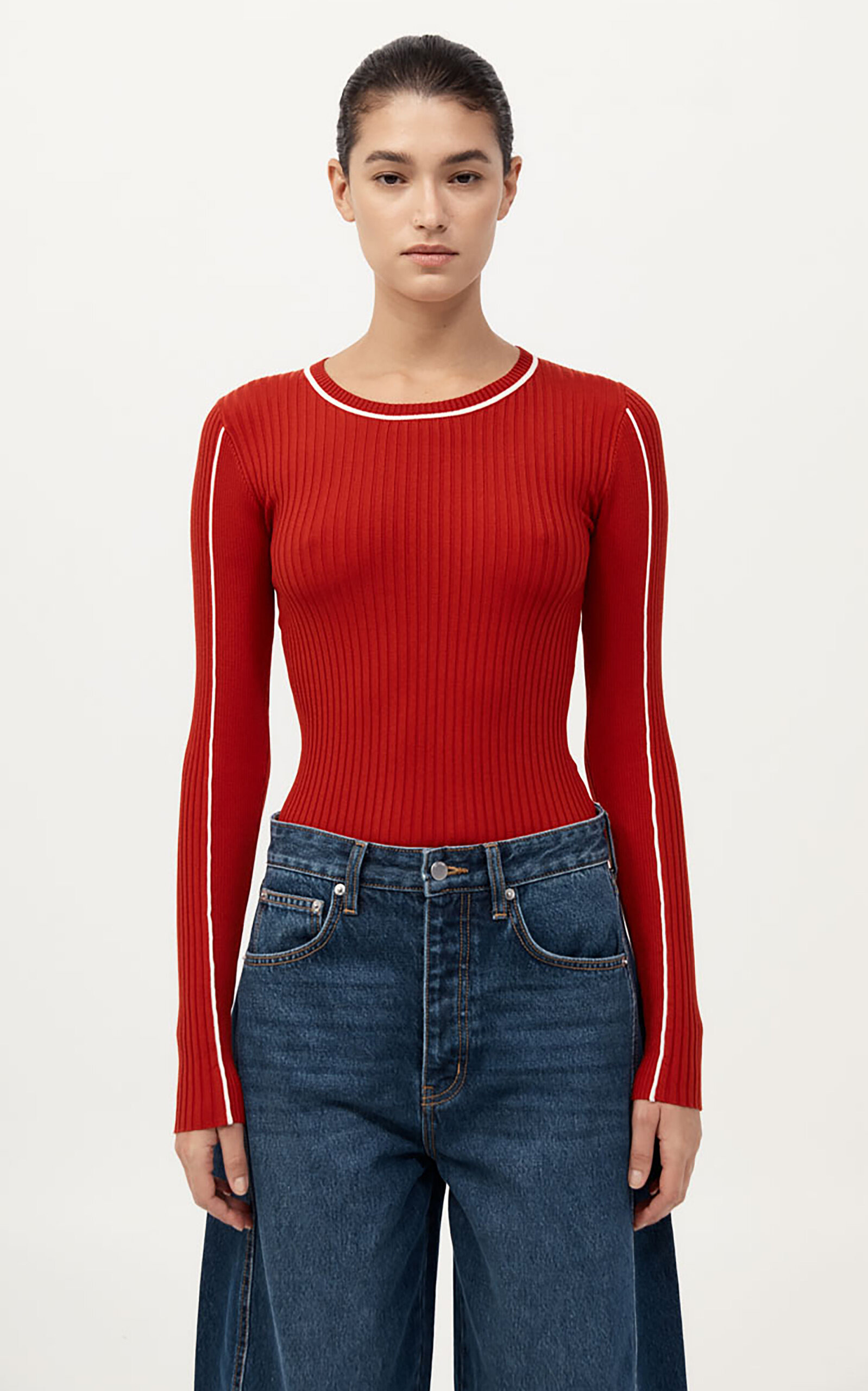 Fine Line Long-Sleeve Top red - 2
