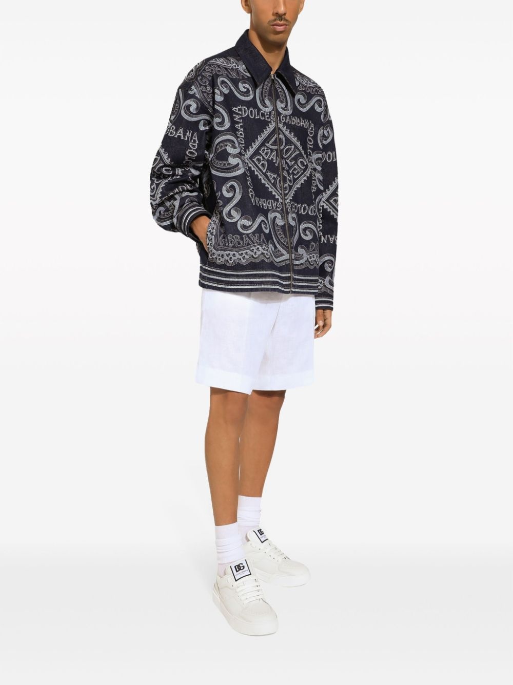 logo-print cotton shirt jacket - 2
