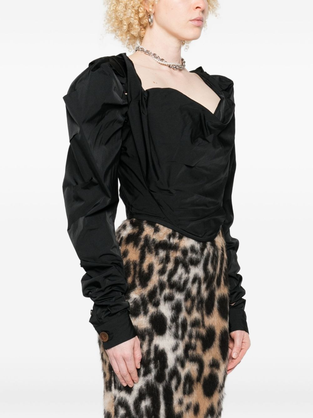 puff-sleeve corset top - 3
