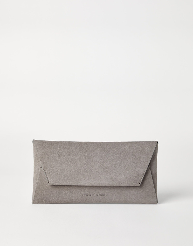 Suede envelope bag with precious chain 1
