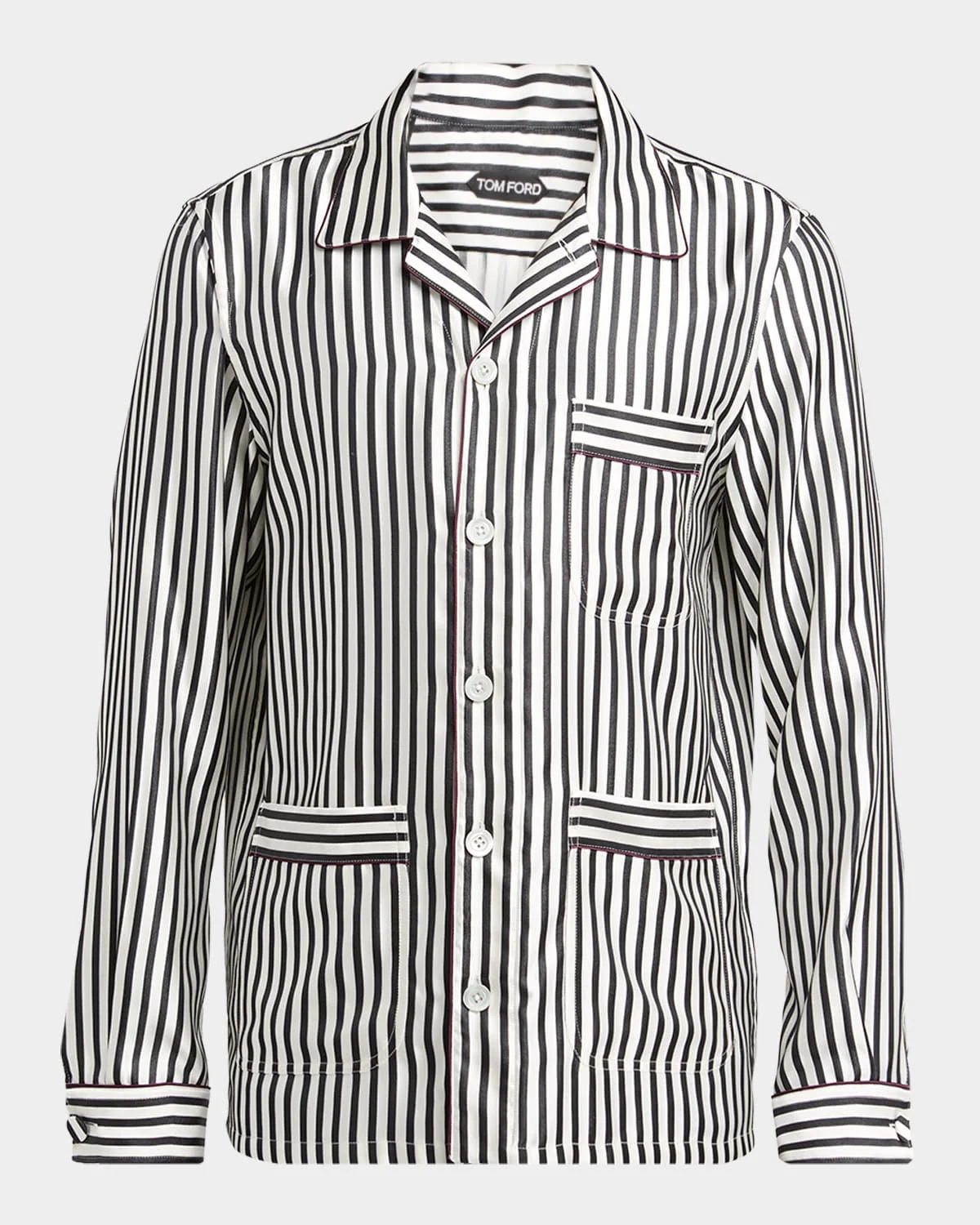 Men's Silk Stripe Button-Down Shirt - 1