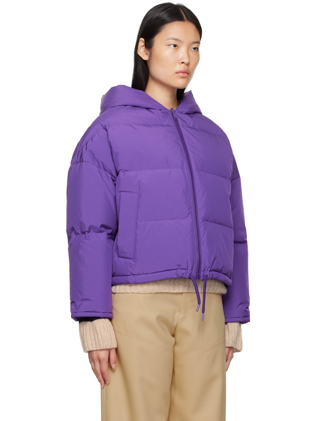 Purple Hooded Reversible Down Jacket - 2