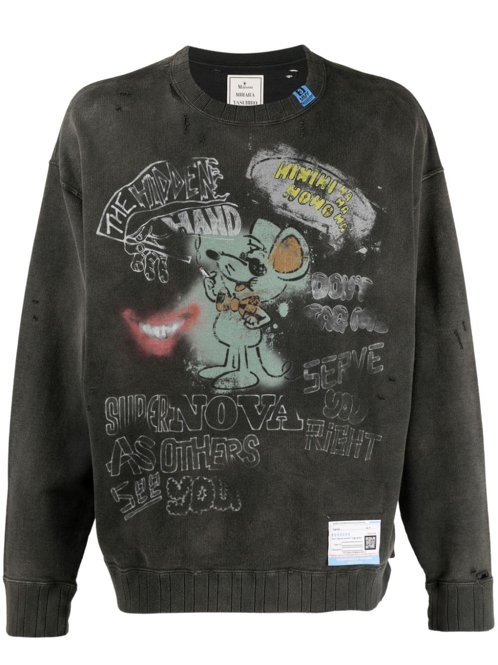 logo-patch distressed sweatshirt - 1