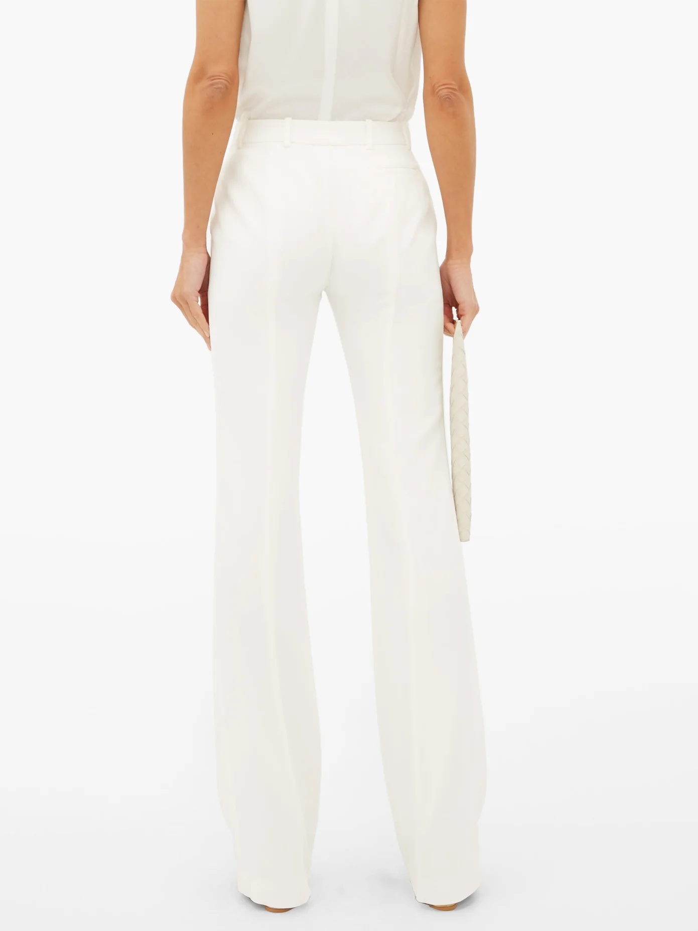 Flared crepe tailored trousers - 5